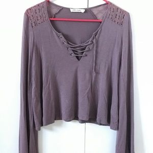 Lavender lace-up long sleeve